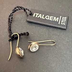 ItalGem stainless steel Rose Gold white drop Swarovski drop lever Earrings